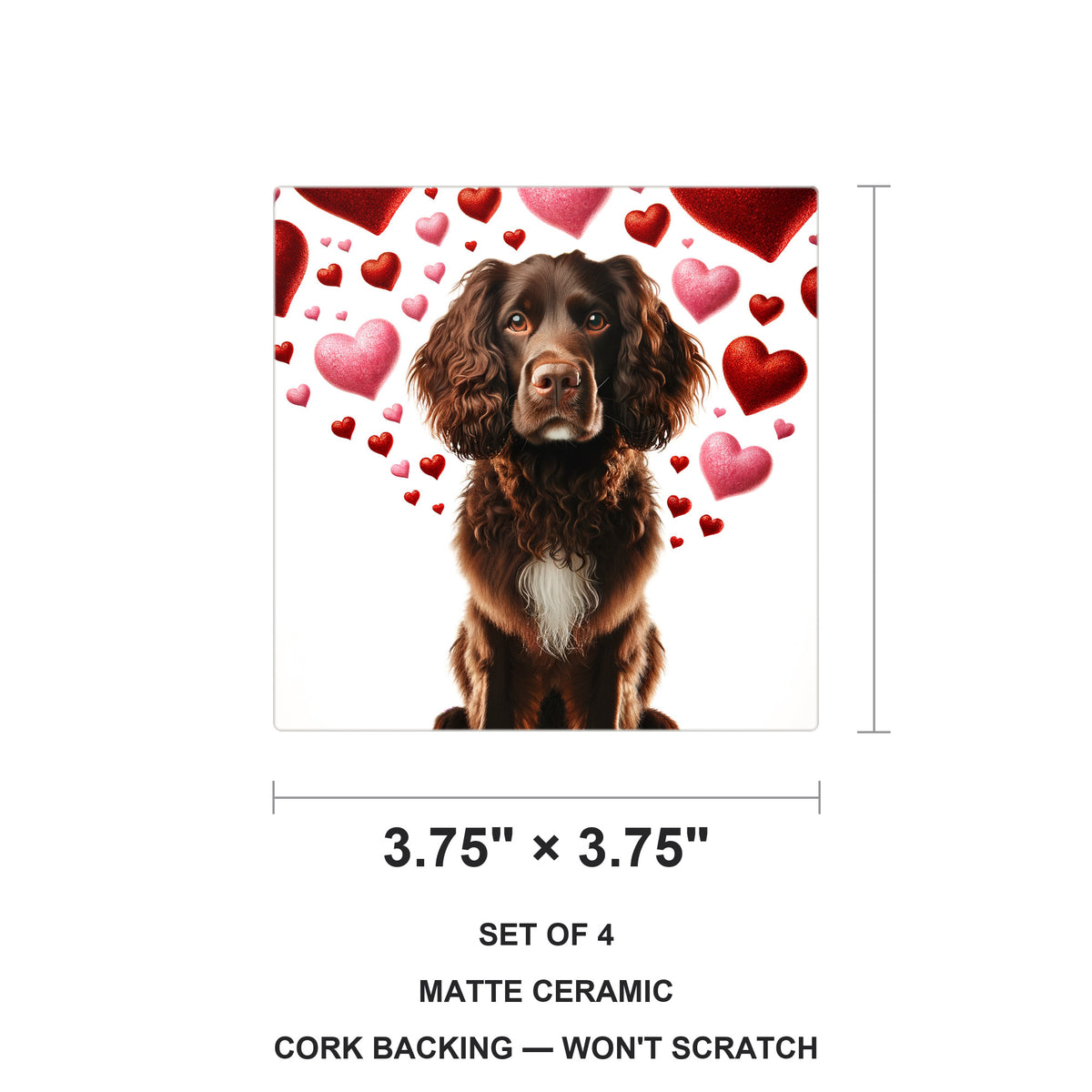 Boykin Spaniel ceramic coasters set of 4, size 3.75 inches
