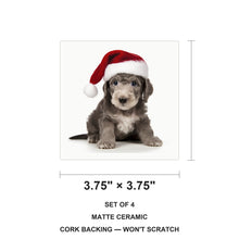 Bedlington Terrier Puppy ceramic coasters set of 4, size 3.75 inches