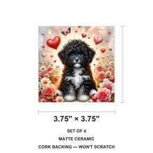Portuguese Water Dog ceramic coasters set of 4, size 3.75 inches