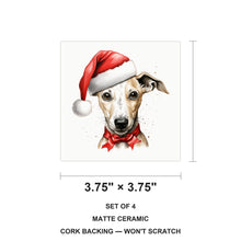 Whippet Puppy Drawing ceramic coasters set of 4, size 3.75 inches