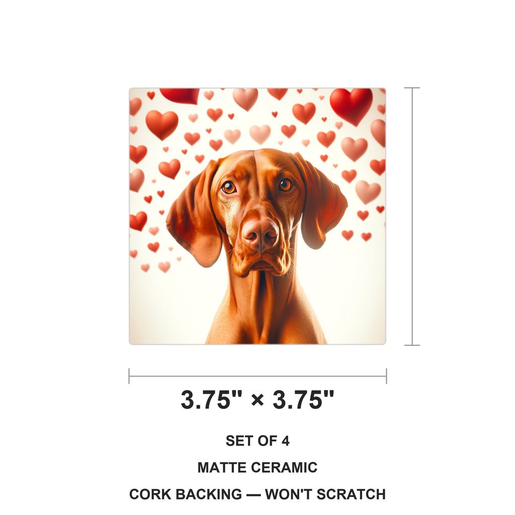 Vizsla ceramic coasters set of 4, size 3.75 inches