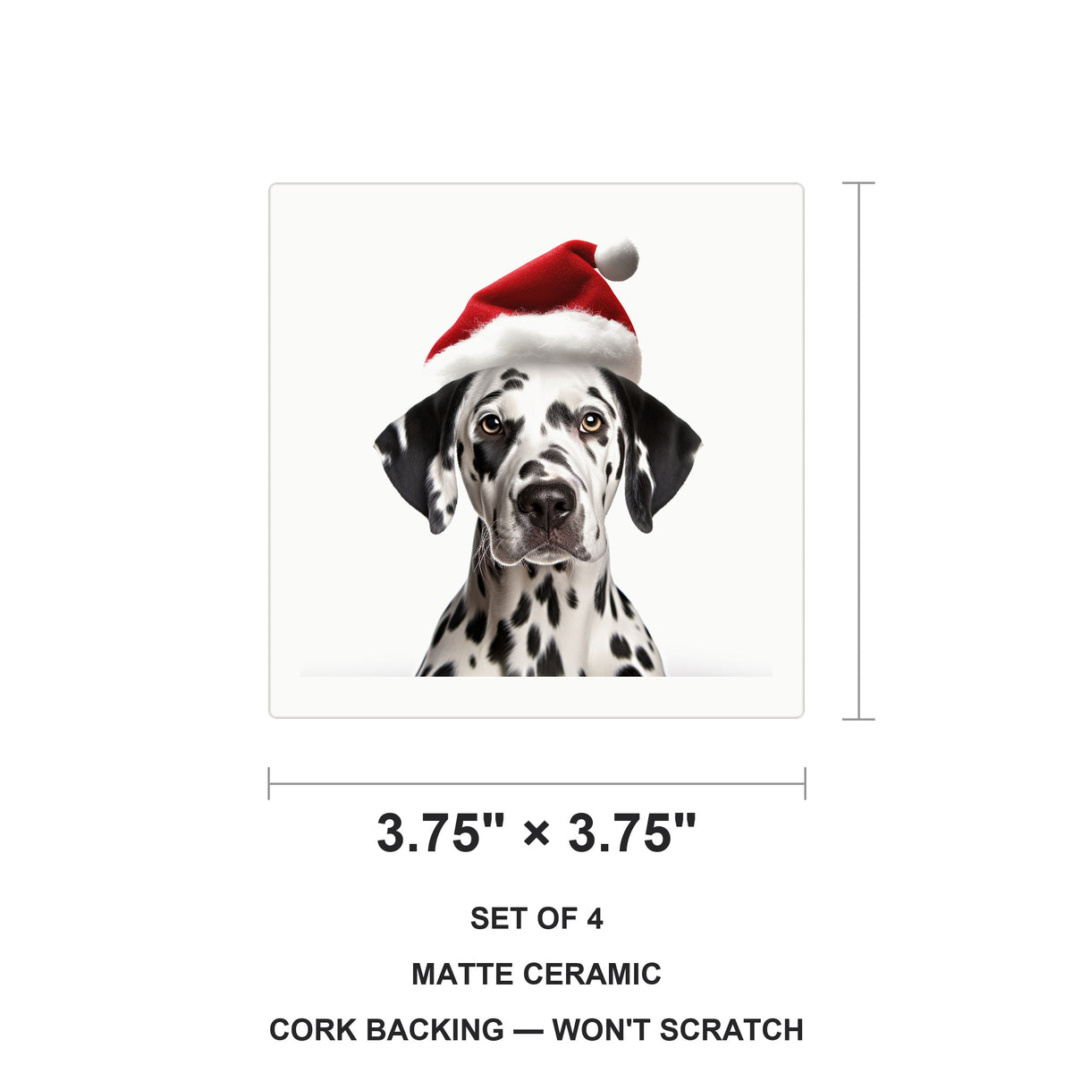 Dalmatian ceramic coasters set of 4, size 3.75 inches