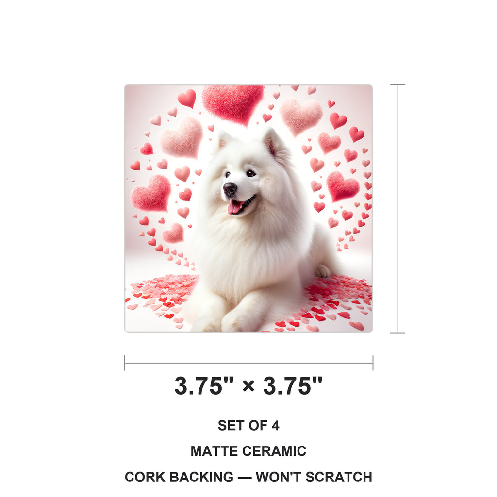 Samoyed ceramic coasters set of 4, size 3.75 inches