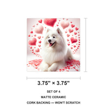 Samoyed ceramic coasters set of 4, size 3.75 inches