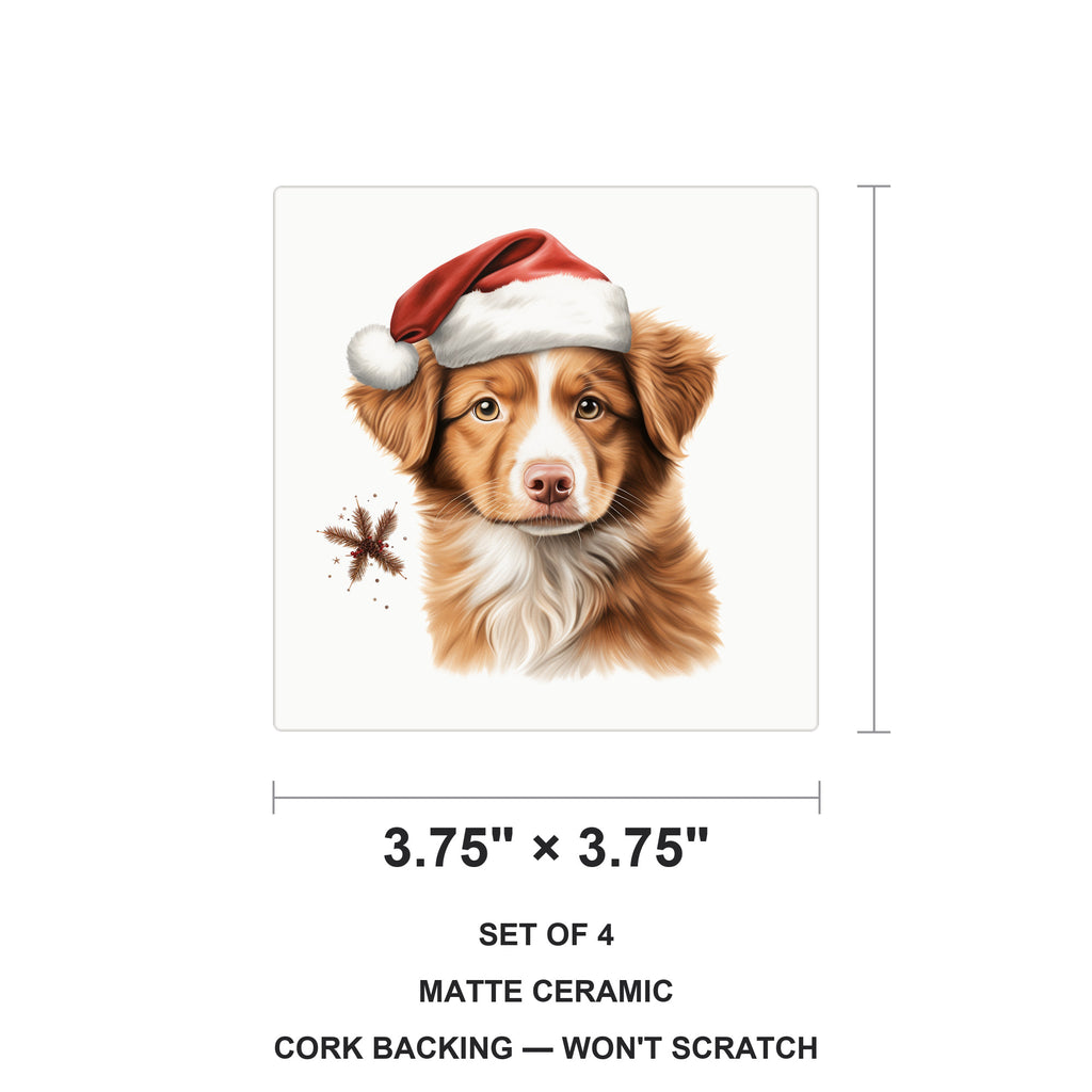 Nova Scotia Duck Tolling Retriever Puppy Drawing ceramic coasters set of 4, size 3.75 inches