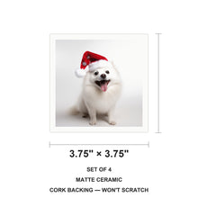 American Eskimo Dog ceramic coasters set of 4, size 3.75 inches