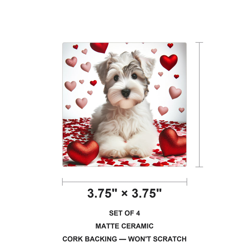 Miniature Schnauzer ceramic coasters set of 4, size 3.75 inches
