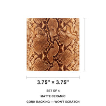 Snake Skin ceramic coasters set of 4, size 3.75 inches