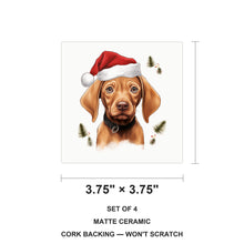 Vizsla Puppy Drawing ceramic coasters set of 4, size 3.75 inches