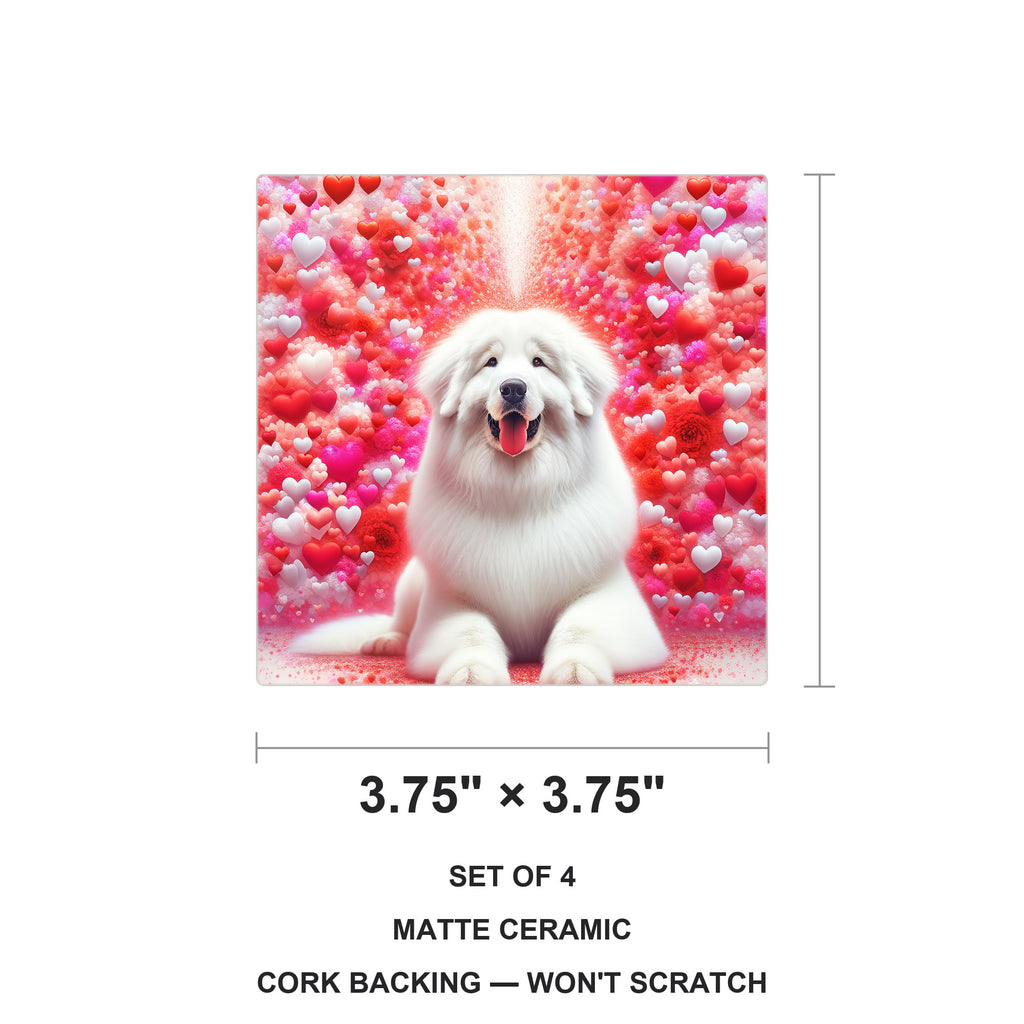Great Pyrenees ceramic coasters set of 4, size 3.75 inches