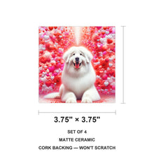 Great Pyrenees ceramic coasters set of 4, size 3.75 inches
