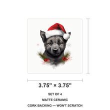 Norwegian Elkhound Puppy Drawing ceramic coasters set of 4, size 3.75 inches