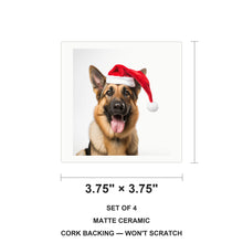 German Shepherd Dog ceramic coasters set of 4, size 3.75 inches