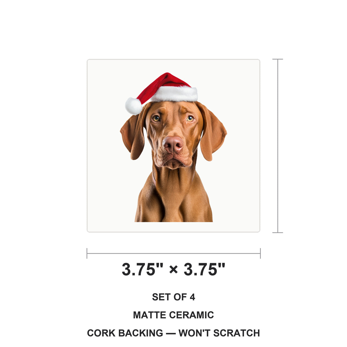 Vizsla ceramic coasters set of 4, size 3.75 inches