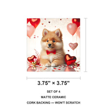 Pomeranian ceramic coasters set of 4, size 3.75 inches