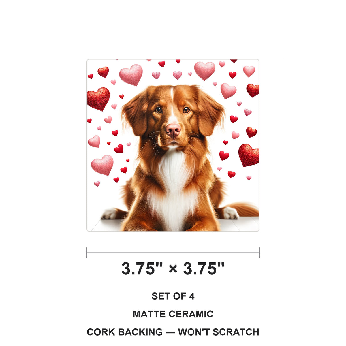 Nova Scotia Duck Tolling Retriever ceramic coasters set of 4, size 3.75 inches