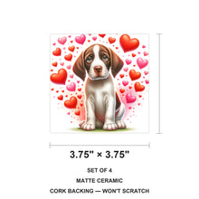 Pointer ceramic coasters set of 4, size 3.75 inches