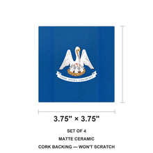 Louisiana State Flag ceramic coasters set of 4, size 3.75 inches