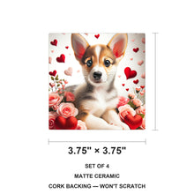 Pembroke Welsh Corgi ceramic coasters set of 4, size 3.75 inches