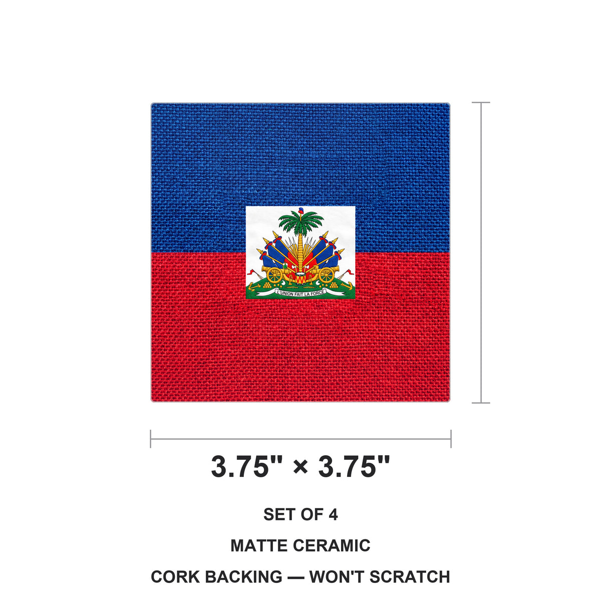 Haiti Flag Pride ceramic coasters set of 4, size 3.75 inches