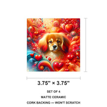 Cavalier King Charles Spaniel ceramic coasters set of 4, size 3.75 inches