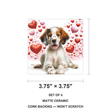 Brittany ceramic coasters set of 4, size 3.75 inches