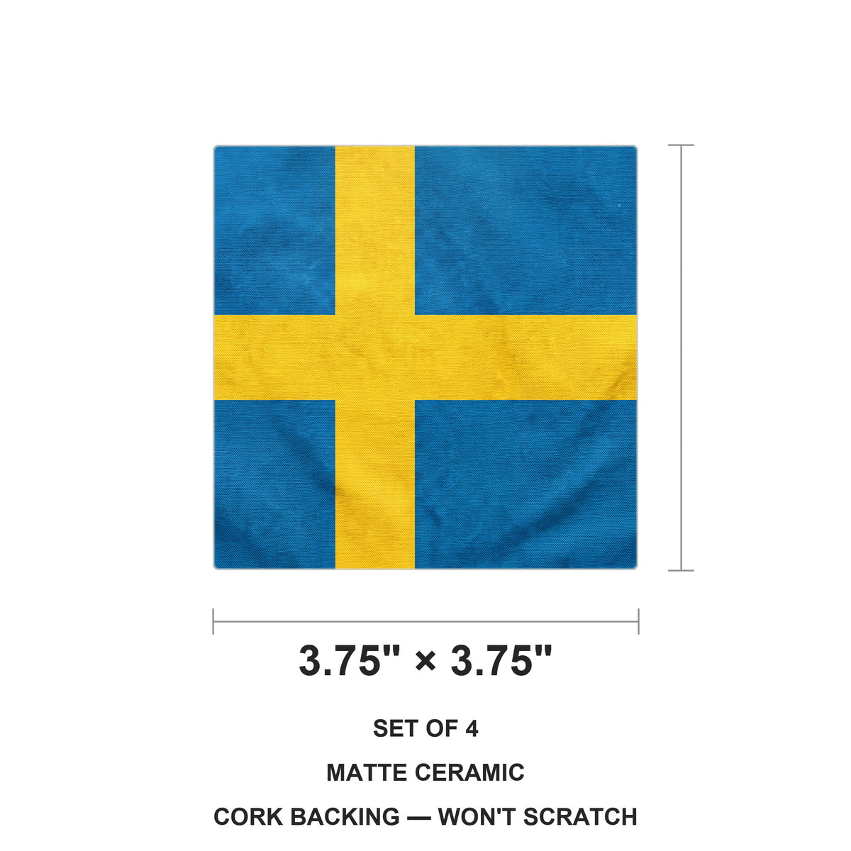 Sweden Flag Pride ceramic coasters set of 4, size 3.75 inches