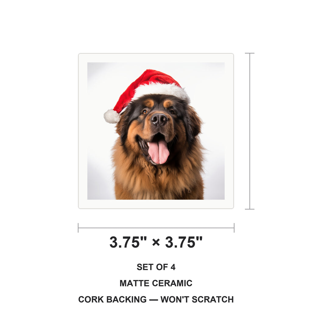 Tibetan Mastiff ceramic coasters set of 4, size 3.75 inches