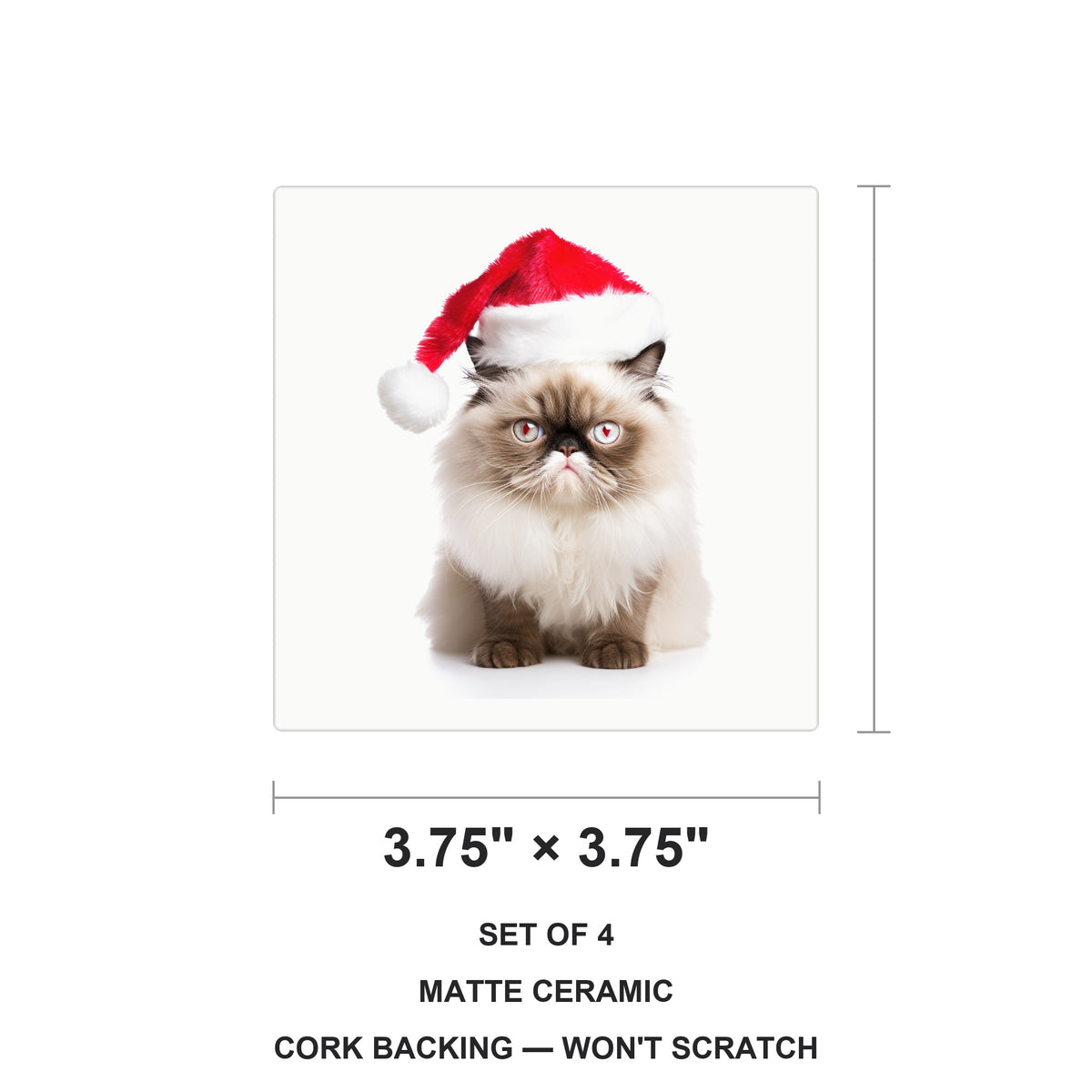 Himalayan Cat ceramic coasters set of 4, size 3.75 inches
