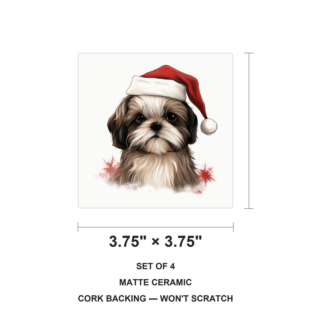 Shih Tzu Puppy Drawing ceramic coasters set of 4, size 3.75 inches