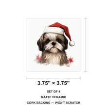 Shih Tzu Puppy Drawing ceramic coasters set of 4, size 3.75 inches