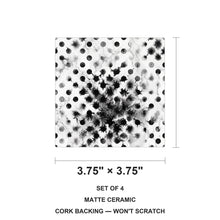 Polka Dot ceramic coasters set of 4, size 3.75 inches