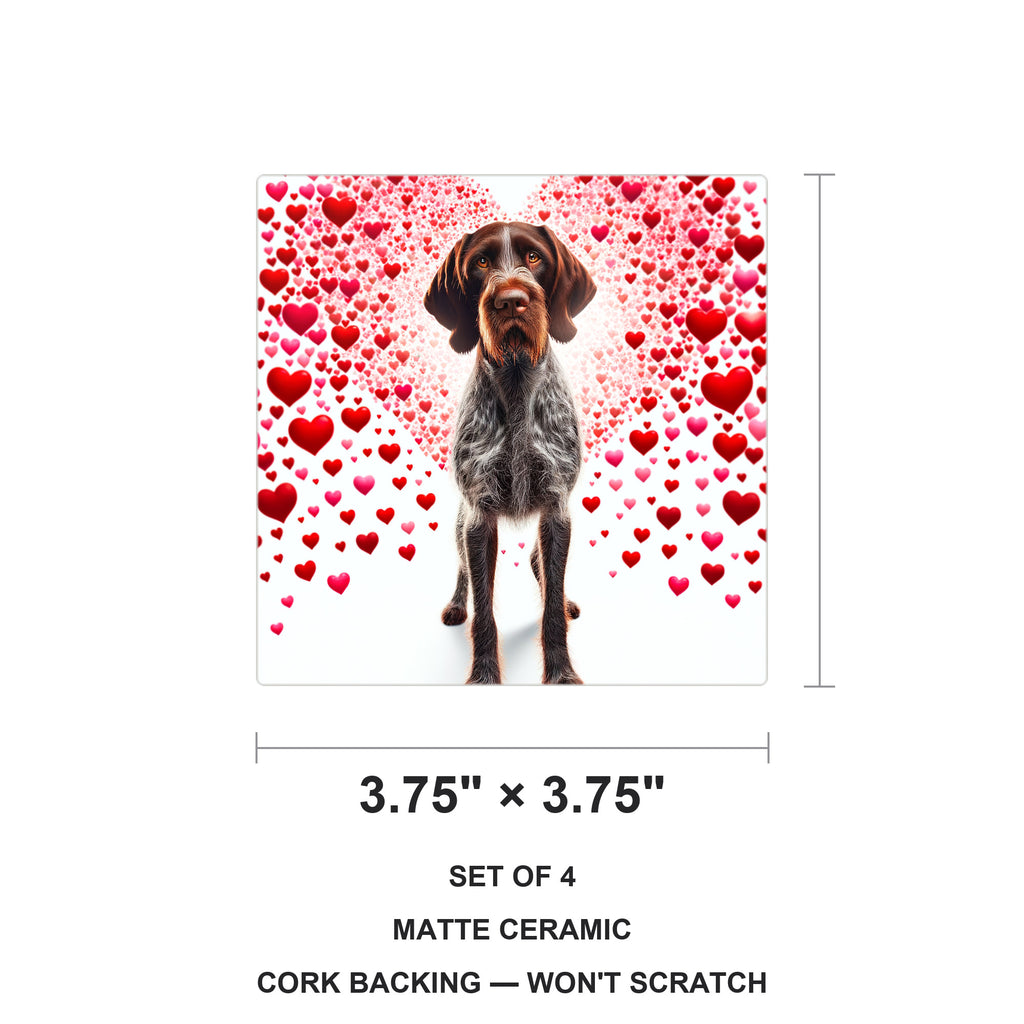 German Wirehaired Pointer ceramic coasters set of 4, size 3.75 inches