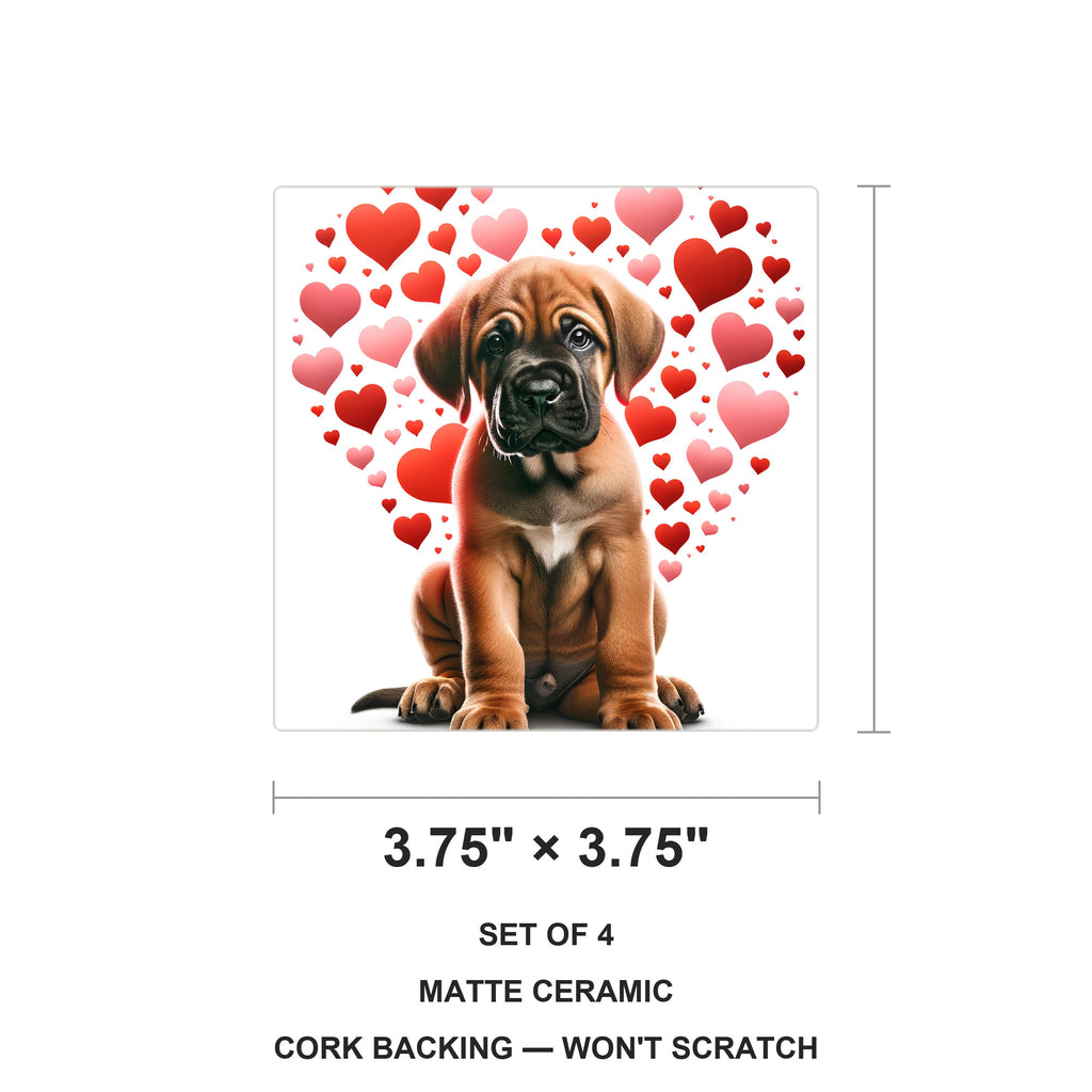 Mastiff ceramic coasters set of 4, size 3.75 inches