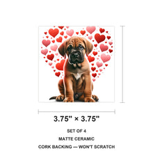 Mastiff ceramic coasters set of 4, size 3.75 inches