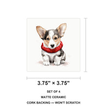 Cardigan Welsh Corgi Puppy Drawing ceramic coasters set of 4, size 3.75 inches