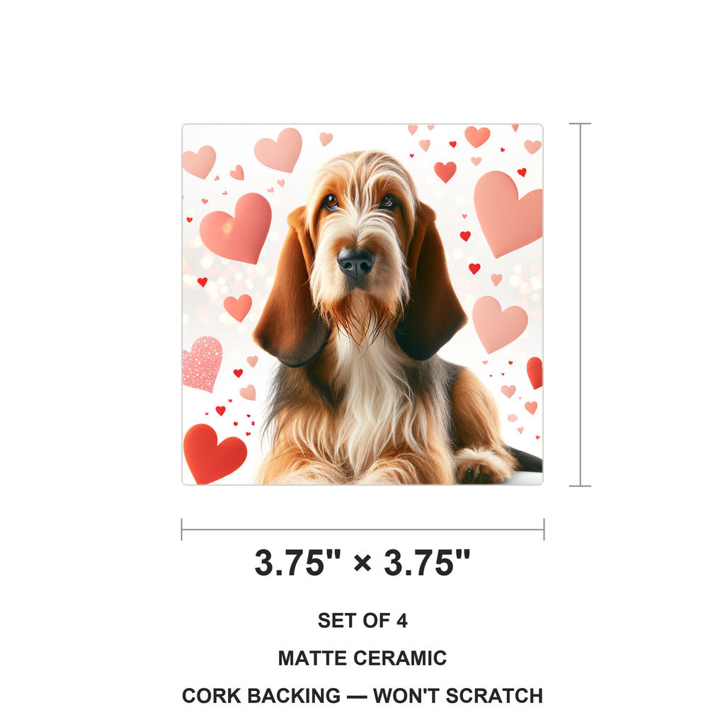 Otterhound ceramic coasters set of 4, size 3.75 inches