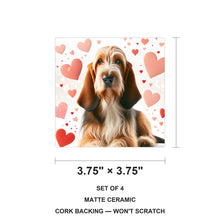 Otterhound ceramic coasters set of 4, size 3.75 inches