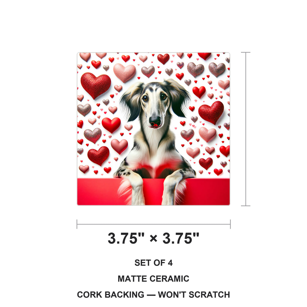 Saluki ceramic coasters set of 4, size 3.75 inches