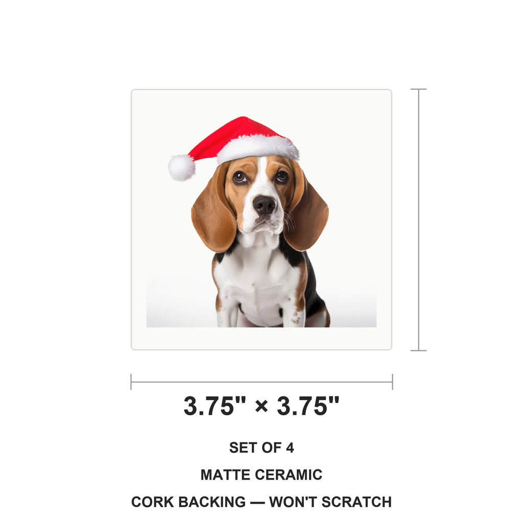 Beagle ceramic coasters set of 4, size 3.75 inches