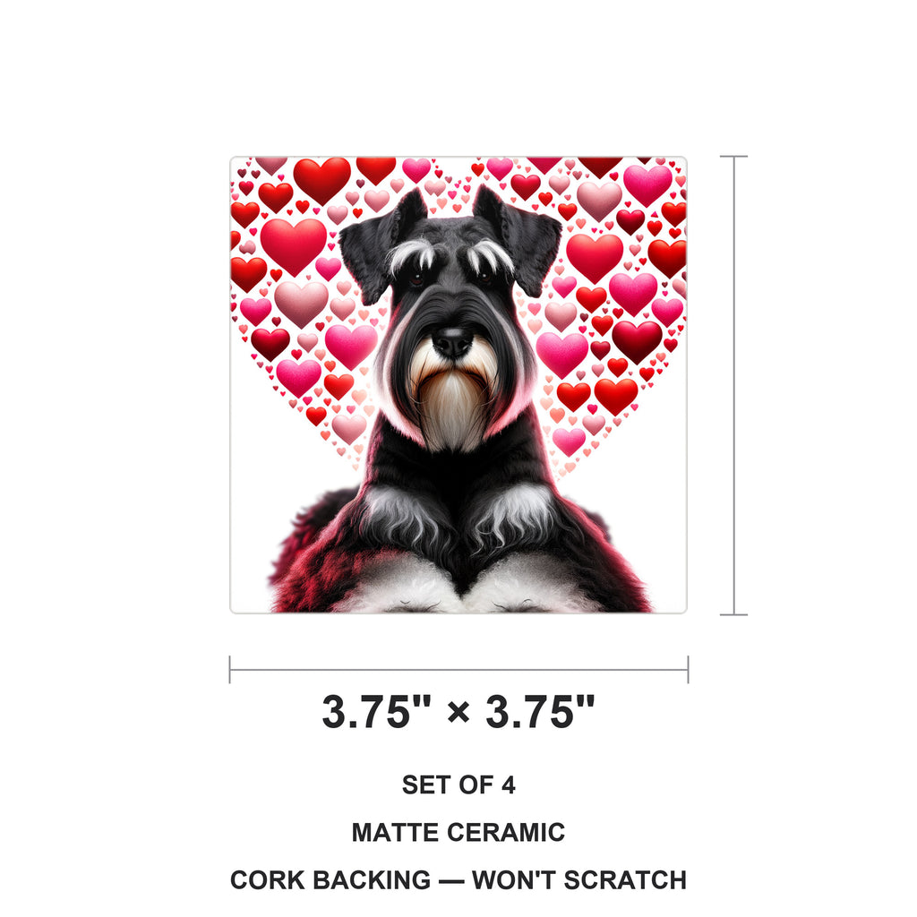 Miniature Schnauzer ceramic coasters set of 4, size 3.75 inches