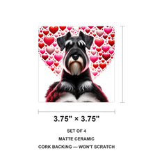 Miniature Schnauzer ceramic coasters set of 4, size 3.75 inches