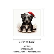 Skye Terrier Puppy Drawing ceramic coasters set of 4, size 3.75 inches