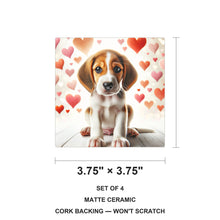 Beagle ceramic coasters set of 4, size 3.75 inches