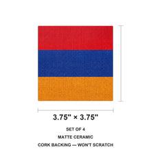 Armenia Flag Pride ceramic coasters set of 4, size 3.75 inches