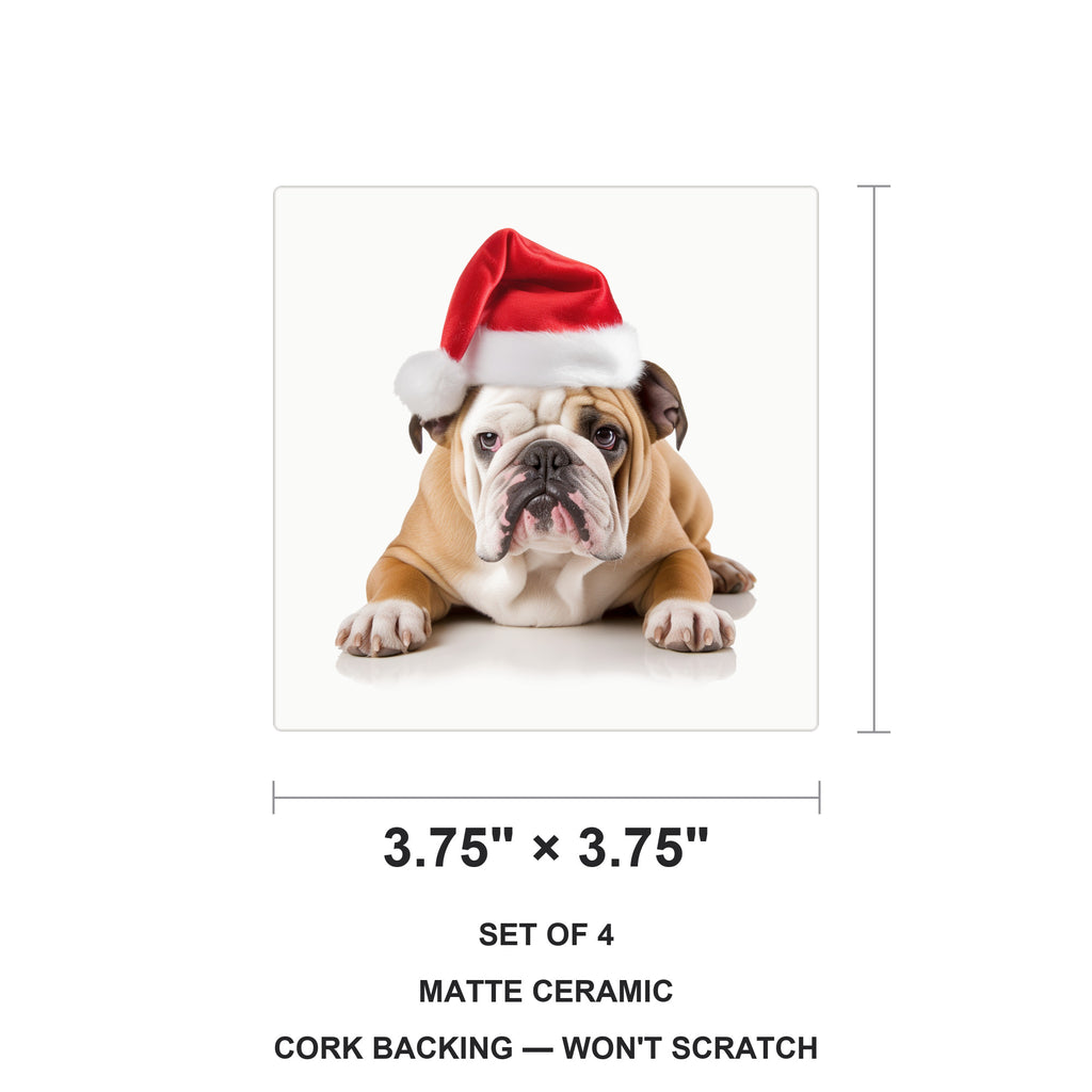Bulldog ceramic coasters set of 4, size 3.75 inches