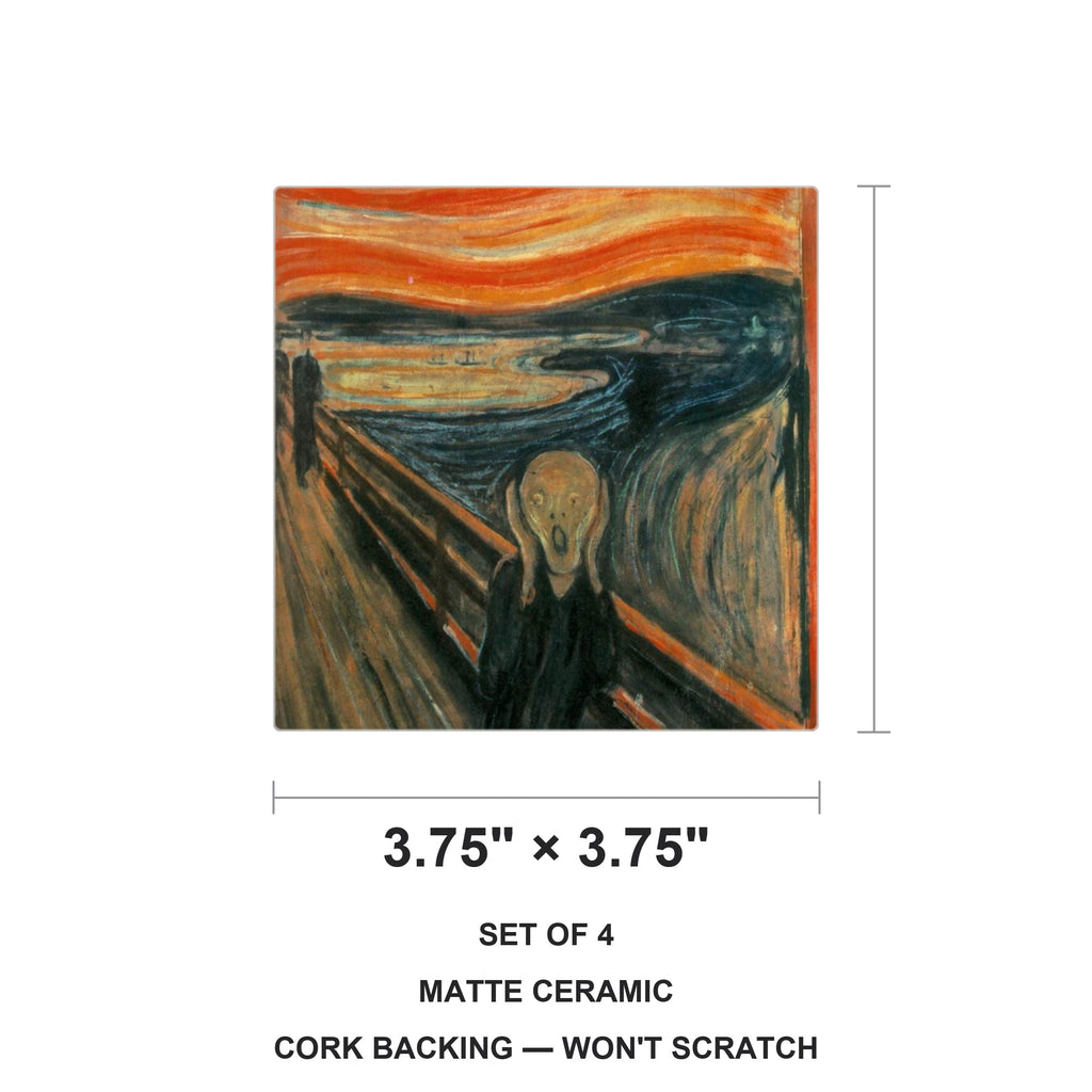The Scream ceramic coasters set of 4, size 3.75 inches