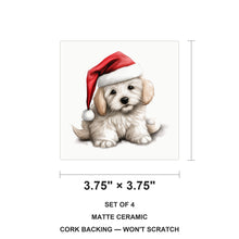 Coton de Tulear Puppy Drawing ceramic coasters set of 4, size 3.75 inches