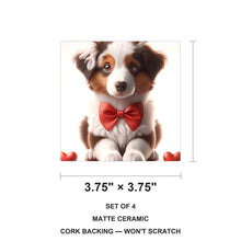 Australian Shepherd ceramic coasters set of 4, size 3.75 inches