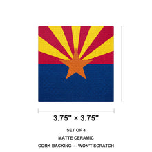 Arizona State Flag ceramic coasters set of 4, size 3.75 inches